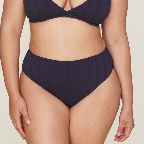 Andie Swim The 90s High Waisted Bikini Bottom in Eyelet Navy Size XS NWT - Picture 1 of 9